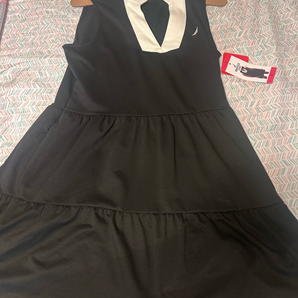 Nautica Elegant Black and Cream Kids Dress